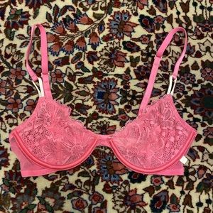 Unlined Pink Lace Bra